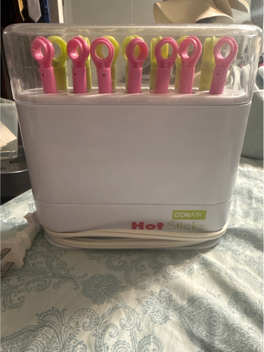 Conair Hot Sticks Electric Hair Curlers with Pink and Yellow Rods